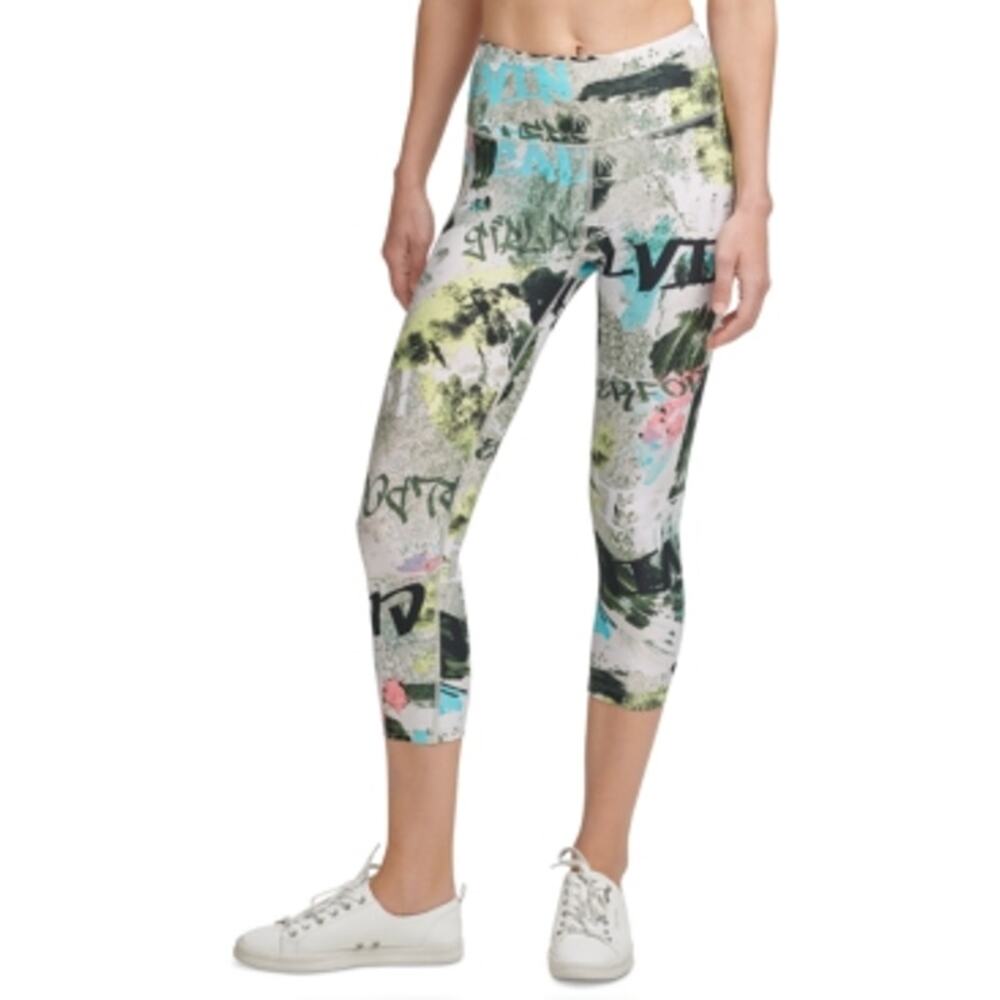 Calvin Klein Performance graffiti Printed Cropped Leggings white, XS